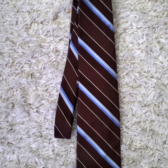 Valentino striped tie Blue Brown - Picture 1 of 4